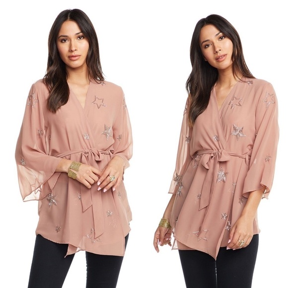 Chaser Beaded Star Wrap Top XS - Picture 1 of 8